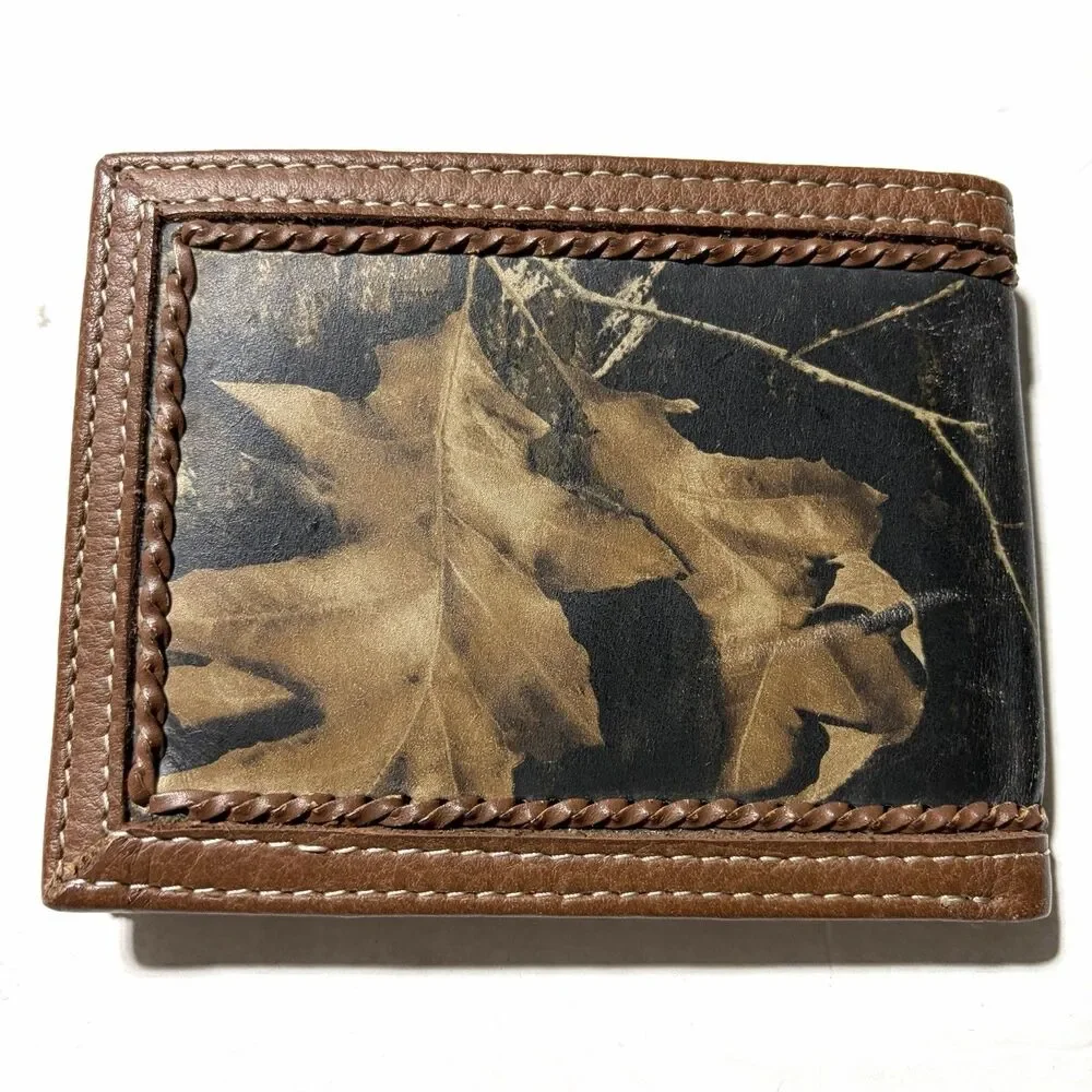 Nocona Brown Leather Camo Bifold Wallet